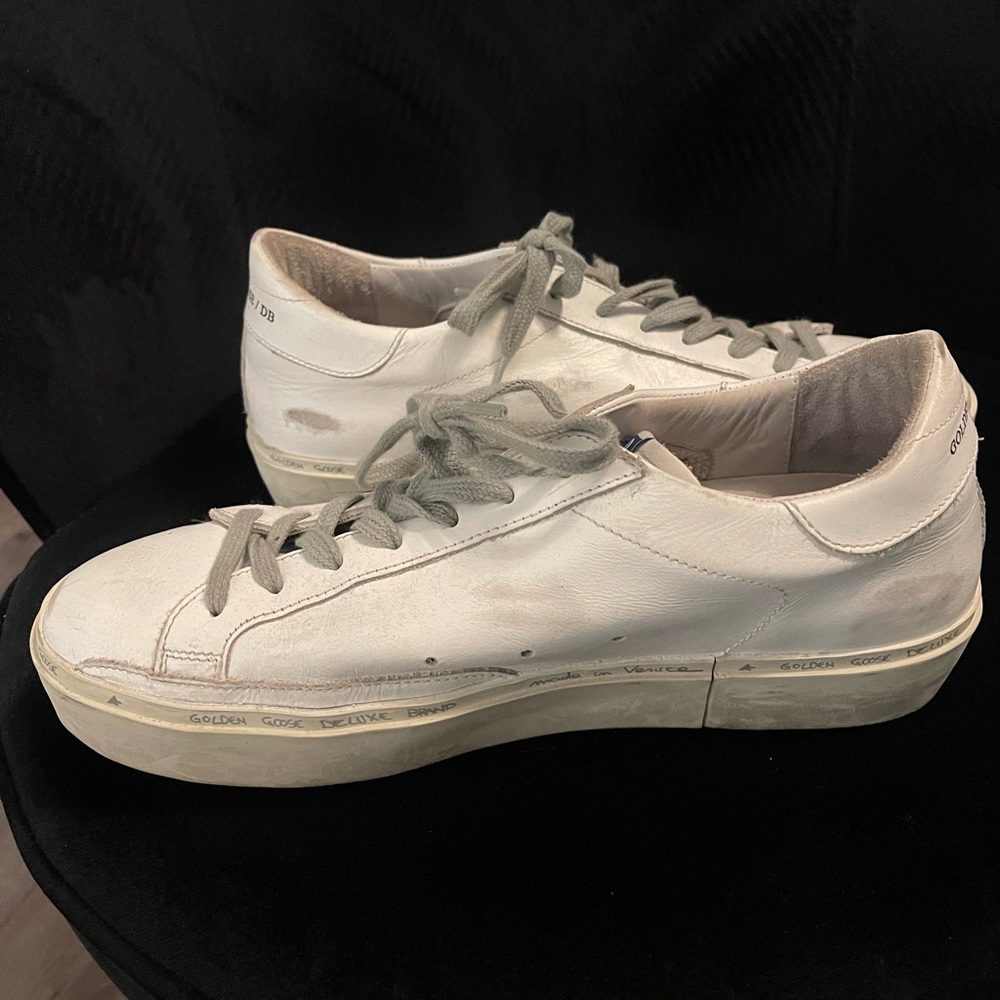 Golden Goose White and Gold Hi Star Sneakers *size 9.5